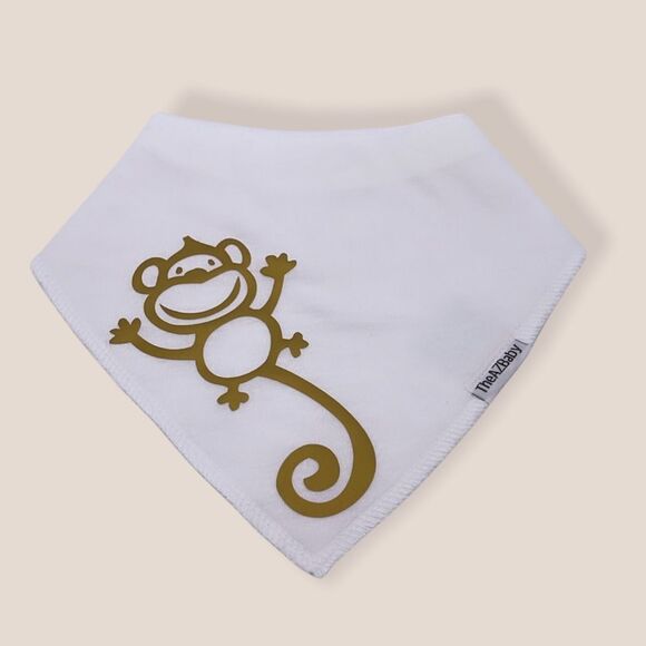 NWT Wool + Pepper Co. Unisex Baby Monkey Cotton Bandana Bib - Picture 1 of 3